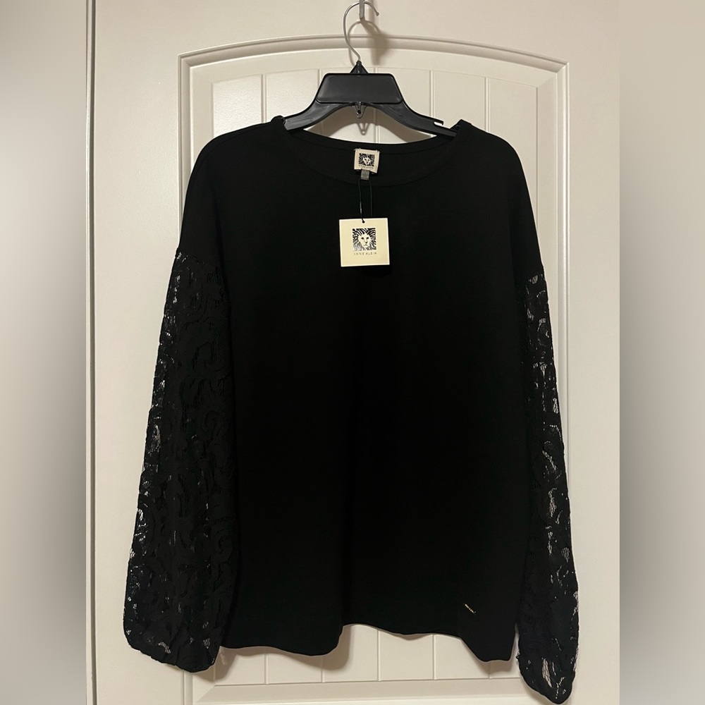 Anne Klein Black Lace Sleeve Top